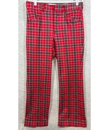 Vtg 70s Sears Kings Road Pants 34x29 Plaid Red Trousers  Mens Retro - $26.03