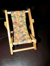 DOLL FURNITURE: Wooden Beach Chair, Deck Lounge Chair  3 Positions, Folds Flat - £17.50 GBP