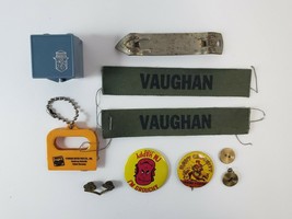 Vintage Men&#39;s Junk Drawer Lot - Advertising, Military, Davy Crockett Button etc - £11.37 GBP