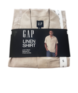Gap Mens Size Small Linen Dress Shirt Short Sleeve Button-Up Khaki Relaxed - $369.90 MXN