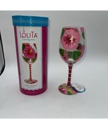 Lolita Wine Glass Love My Wine Hibiscus Beauty Handpainted 15 Ounces - $19.79