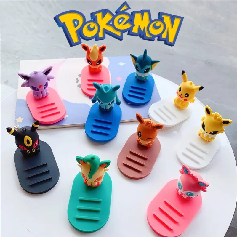 Pokemon Kawaii Mobile Phone Bracket Pikachu And Eevee Family Light And Portable - £9.84 GBP+