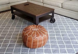 Best Father&#39;s Day gift , Pouf 100% leather Moroccan pouf , Ottoman Handmade  , L - £110.12 GBP