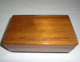 Handmade Oak Wood Trinket Box Rosewood Diamond Inlay Vintage 1940s - £55.77 GBP