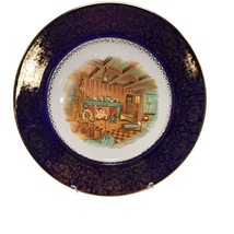 Imperial Salem China Co. USA Homestead Service Plate Blue Room Scenes 10... - $16.79