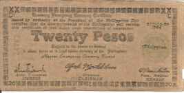 Philippines Emergency 1944 WWII Note 20 Twenty Pesos Circulated  # 131 - $6.92