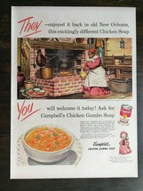 Vintage 1950 Campbell&#39;s Soup Chicken Gumbo Full Page Original Ad 721 - $6.64
