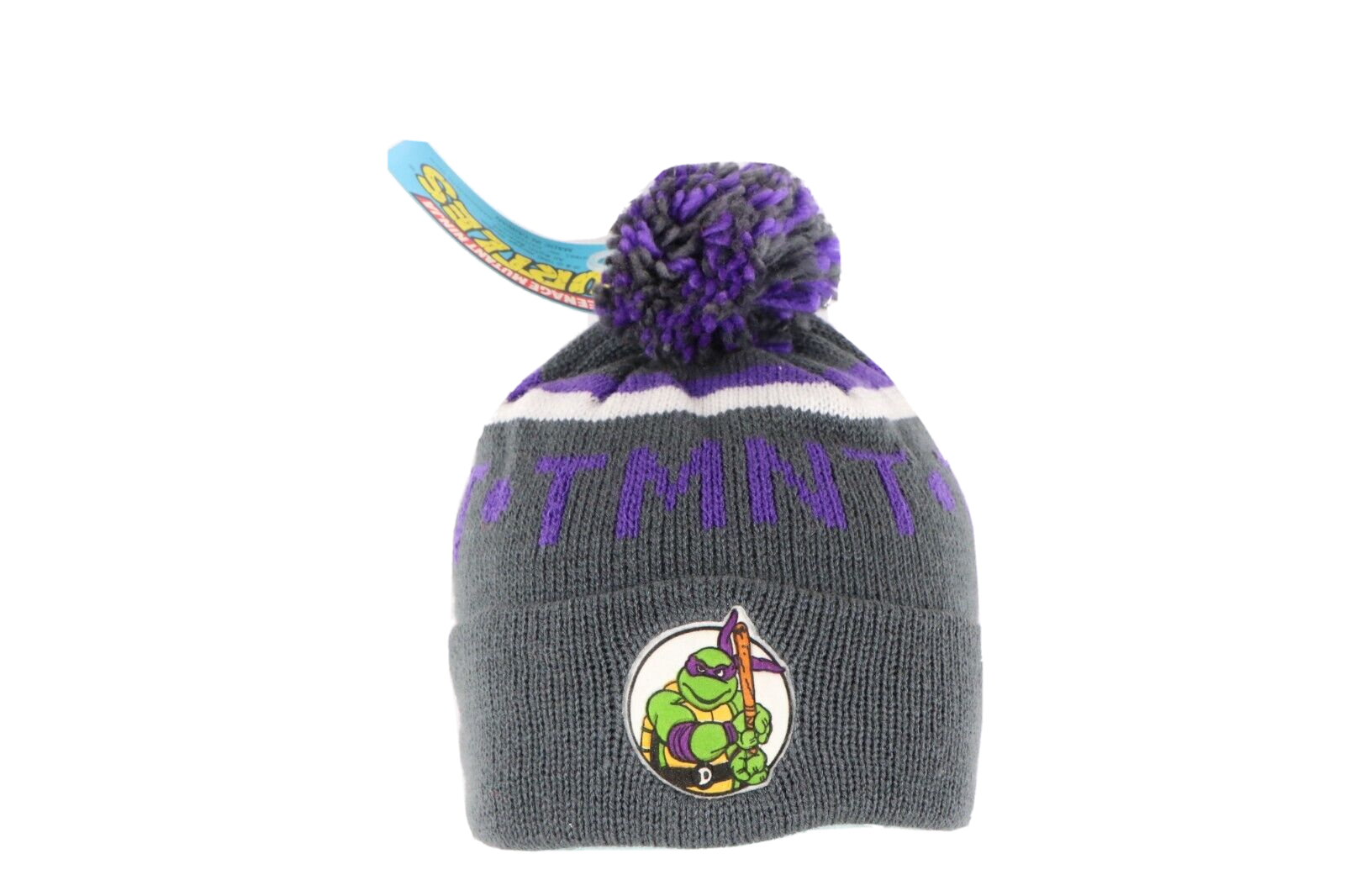 NOS Vtg 90s Teenage Mutant Ninja Turtles TMNT Spell Out Winter Knit Beanie Gray - $79.15