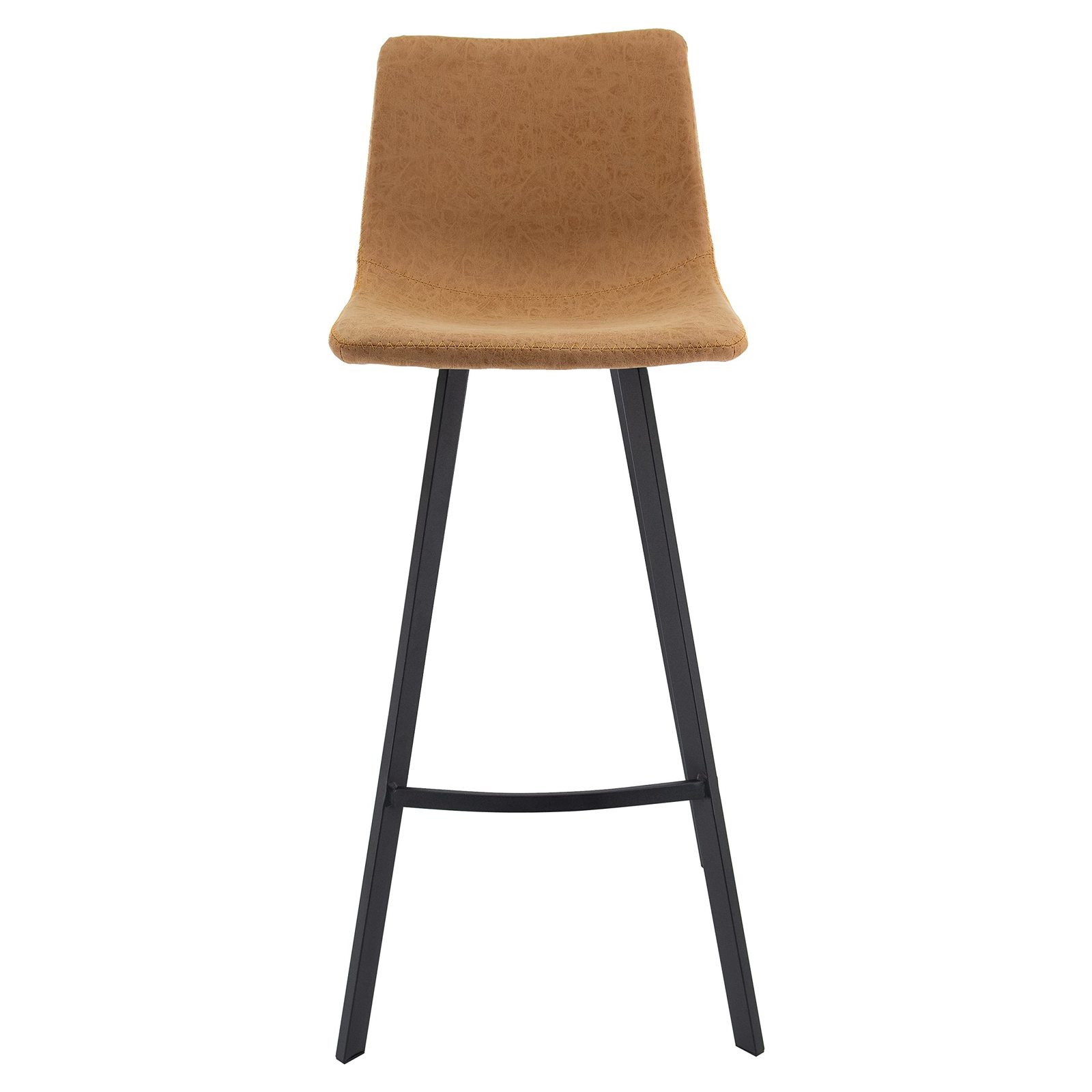LeisureMod Light Brown Leather Bar Stool Set of 2 - Ergonomic Counter Height Bar Item image 7