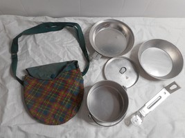 Girl Scouts of America Mess Kit Cook Set Camping 6 Piece Plaid Bag Camping Hike - £15.61 GBP