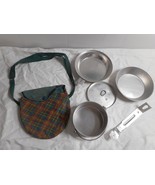 Girl Scouts of America Mess Kit Cook Set Camping 6 Piece Plaid Bag Campi... - £15.36 GBP