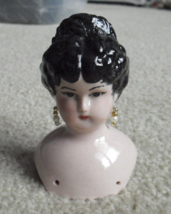 Vintage 1961 Glazed Pink Porcelain Woman Doll Head and Shoulders 3 3/4&quot; Tall - £46.69 GBP