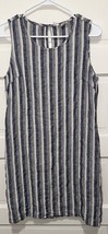 Artisan NY Womens Shift Dress Size 4 Blue Striped Sleeveless 100% Linen - $9.87