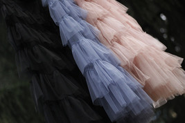 Black Tiered Tulle Maxi Skirt Women Custom Plus Size Layered Tulle Skirt image 13