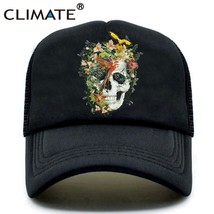 CLIMATE Flower Skeleton Trucker Cap Cool  Bone Cap HipHop Baseball Caps Summer B - £152.34 GBP