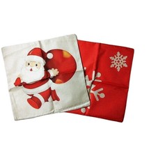 2 Ogrmar Christmas Throw Pillow Covers Santa Claus Snowflake 17x17 New - £7.78 GBP