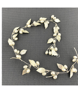 Silver Tone Wires Hair Wrap Pearl Bead Leaves Wreath Accessory Bridal NEW - £9.86 GBP