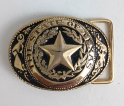 The State Of Texas Gold Tone 1.75&quot; x 2.5&quot; Belt Buckle - £6.65 GBP