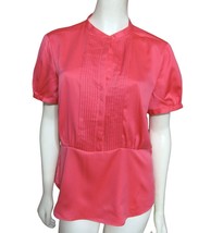 NWT Petunia Pink Buttoned Pleated Shirt 14 Short Sleeve Blouse L Worthin... - £11.83 GBP