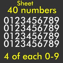 Sheet 0-9 Numbers Vinyl Sticker Decal Window Mailbox Door Set of 40  - £10.32 GBP