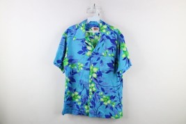 Vintage 60s Streetwear Mens Medium Bark Cloth Flower Hawaiian Button Shirt USA - £77.81 GBP