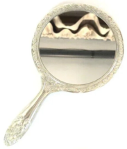 Vintage Silver Plated Repoussé Vanity Hand Mirror - $19.54