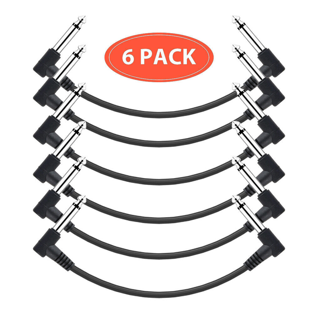 Primary image for 6Pcs Electric Guitar Patch Cable 1/4" Effect Pedal Board Cords 15Cm Black Q3R1