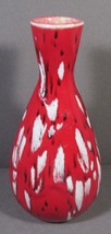 Studio Art Pottery Red &amp; White Bud Vase 6&quot; x 3&quot; Retro-Look Home Decor, Signed. - $8.77