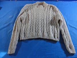 LIZWEAR WOMEN CABLE KNIT CROCHET WOMEN&#39;S LONG SLEEVE CROPPED SWEATER SMALL - $19.12