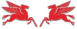 2 Mobil Gas Flying Red Horse Pegasus L &amp; R Metal Heavy Steel Signs Extra Large - £394.08 GBP