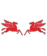 2 Mobil Gas Flying Red Horse Pegasus L &amp; R Metal Heavy Steel Signs Extra... - £383.97 GBP