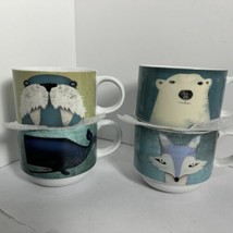 Pier 1 Stacking Coffee/Tea Cups an Stacker,Whale Fox Walrus Polar Bear New W/Tag - £25.72 GBP