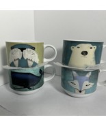 Pier 1 Stacking Coffee/Tea Cups an Stacker,Whale Fox Walrus Polar Bear N... - £25.57 GBP