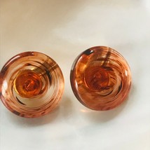 Vintage Amber Colored Plastic Round Button Clip Earrings – 7/8th’s inches - £8.30 GBP