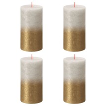 Bolsius Rustic Pillar Candles Sunset 4 pcs 130x68 mm Sandy Grey and Gold - £18.79 GBP