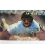 RICKEY HENDERSON OAKLAND A&#39;S HOF STOLEN BASE KING SIGNED AUTO L/E LITHOG... - $7,526.52 MXN