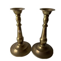 Brass Pillar Candlesticks Candle Holder Heavy 4 lbs Fareastern Design Vtg 13.5&quot; - £45.56 GBP