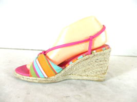 Fioni Pink Blue Orange Slingback  Wedge Heels Sandal Shoe Women 8 W  (SW40) - £19.98 GBP