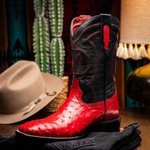 ALABAMA Genuine Ostrich Skin Cowboy Boot from the Western Collection Red image 4