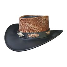 Snake Skin Embossed Cowboy Leather Hat - £197.54 GBP