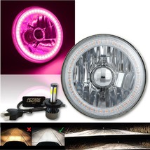 5-3/4&quot; H5006 H5001 Crystal SMD Pink Halo H4 Headlight w/ 20/40w LED Bulb EACH - £63.92 GBP