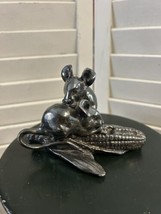 Vintage cast metal Mice eating corn on cob sculpture figurine heavy cree... - $74.25