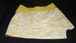 Head Golf  Women Sz M Golf Tennis Skirt Skort Yellow Paisley Pull On Poc... - $434.35 MXN