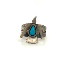 Vintage Sterling Signed Tip Top Native American Turquoise Peyote Bird Ri... - $37.62
