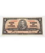 1937 Bank of Canada $2 Note in About Uncirculated Condition Pick #59c - $494.20 CAD