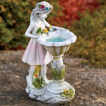 Girl at Soar Lighted Water bird Fountain Statuary Statue - $18.99