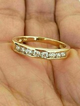 Simulated Diamond Channel Set Wedding Band Ring 925 Silver 14K Yellow Go... - $1,232.86 MXN