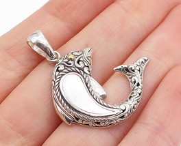 925 Sterling Silver &amp; 18K GOLD - Mother Of Pearl Leaping Dolphin Pendant- PT5703 - £34.70 GBP