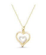 Double Heart Motherhood Love Charm 2-Tone 14k Yellow White Gold Necklace... - $114.80 CAD+