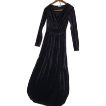 Torary Women&#39;s Dress Black Velor Faux Wrap Small - $17.82
